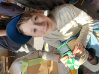 child with fan