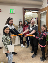 ribbon cutting at library